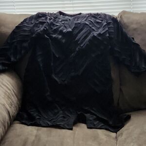 Alfani Black Textured Short Sleeve Crew Top